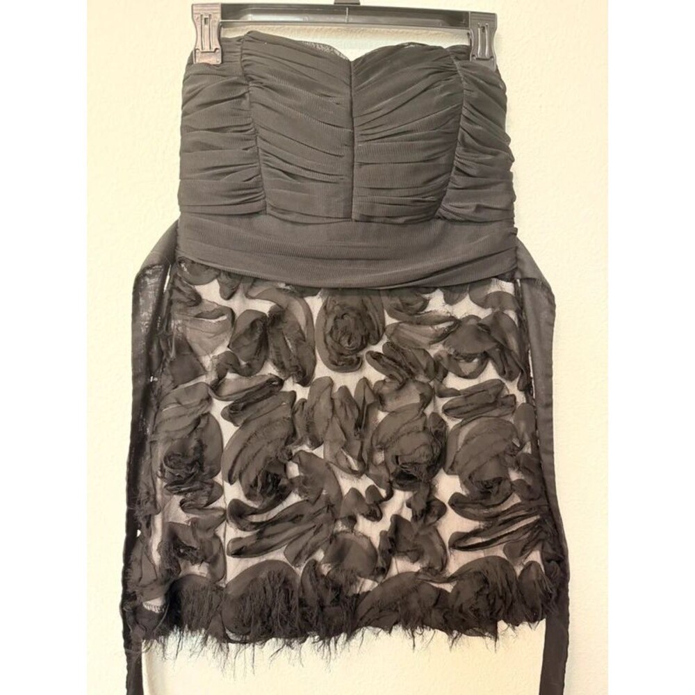 Gothic Glam Black Strapless Rosette Mini Dress